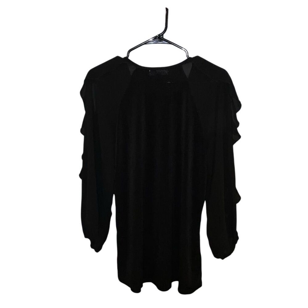 Stem & Vine Women's 2X Black Long‎ Sleeve Ruffle Tunic - Picture 6 of 8